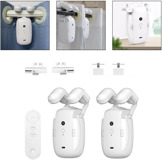 3 in1 Electric Curtain Opener Motor with Remote Control, Automatic Curtain Opener and Closer for Roman/U/T Rails Curtain Tracks(1pc)