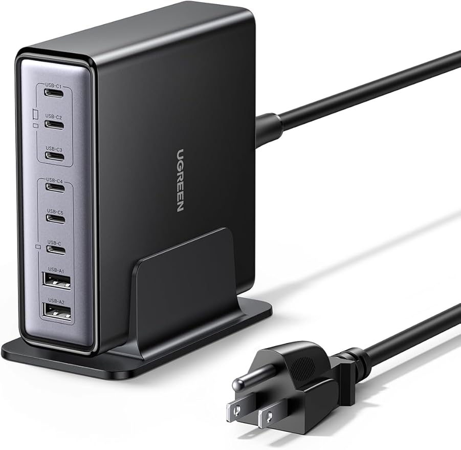 UGREEN Nexode 200W GaN USB C Charging Station, 8-Port Desktop Charger with PD 100W for MacBook Pro 16"/Air, Dell XPS, iPad Pro, iPhone 17/16/15, Galaxy S25/S24, Pixel 10/9