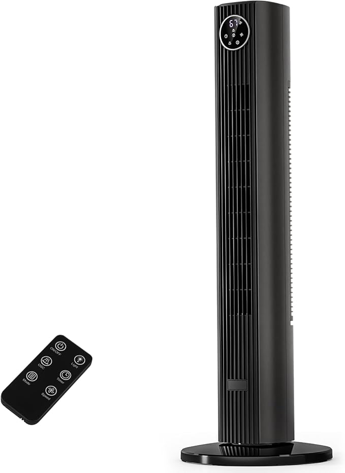 Antarctic Star Tower Fan Portable Floor Fans 85°Oscillating Fan Quiet Cooling 12H Timer Remote Control Standing Bladeless Electric 3 Wind Speeds 4 Modes Bedroom Office,36 inch, Grey