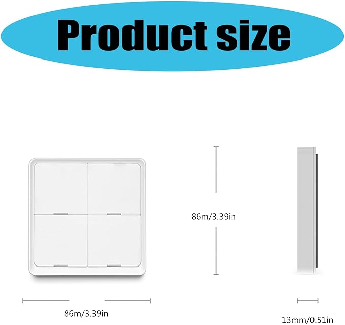 House Automation Scene Controller with 4 Programmable Button ABS Switches Wall Mounted Compact Remote for Devices Home Automation