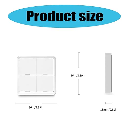 House Automation Scene Controller with 4 Programmable Button ABS Switches Wall Mounted Compact Remote for Devices