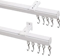 ChadMade Ceiling/Wall Mount Curtain Track Rod Set with Hooks, 6ft - 9ft Adjustable Length Window Rod Track Curtain Rail System For Living Room Bedroom, Work with Grommet and Pinch Pleated Curtain