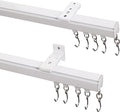 ChadMade Ceiling or Wall Mount Curtain Track Kit with Hooks, 3ft - 6ft Adjustable Length Drape Rail Set For Living Room Bedroom, Single Window Rods Work with Grommet and Pinch Pleated Curtain