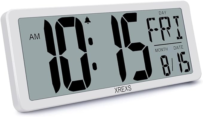 Large Digital Wall Clock, Electronic Alarm Clocks for Bedroom, Count Up & Down Timer, Battery Operated 14.17 Inch Large LCD Screen with Time/Date/Temperature Display