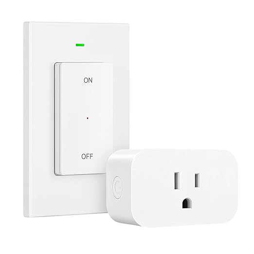 DEWENWILS Remote Control Outlet Wireless Wall Mounted Light Switch, Electrical Plug in On Off Power Switch for Lamp, Fan, Household Appliance, No Wiring, 100 Feet RF Range, Programmable