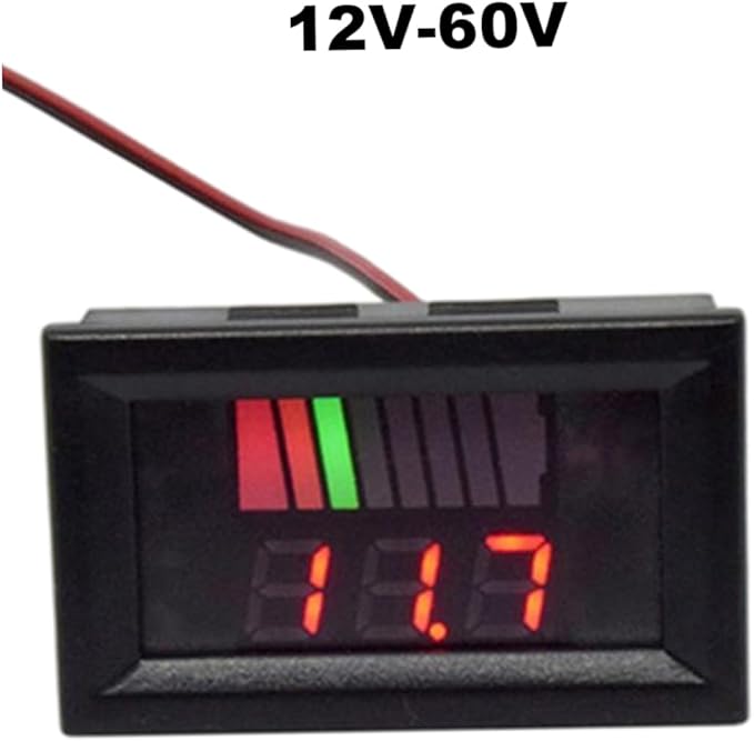 Battery Charge Level Indicator Universal Car Battery Capacity Meter Tester Checker 12V-60V Red Car Battery Tester Motorcycle Battery Checker Battery Fuel Gauge Indicator Battery Capacity Meter Tester