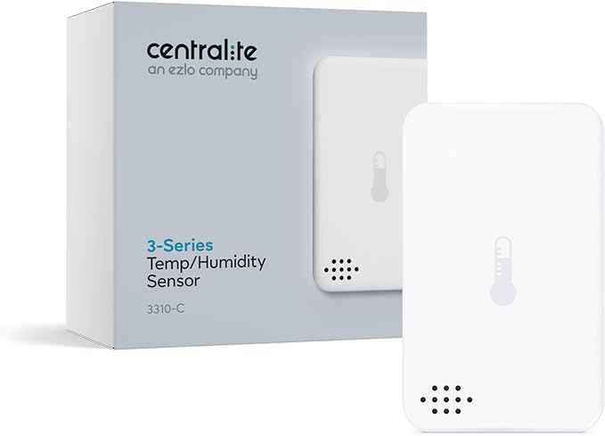 Centralite Zigbee Temperature & Humidity Sensor by Ezlo – Monitors Temperature and Humidity Levels Across Your Home – Ideal for Bedrooms, Living Rooms, and Nurseries. Works with Alexa and Zigbee Hubs