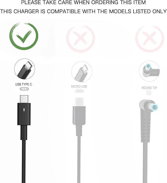 65W Type c USB c Ac Charger Compatible with Dell xps 13 9360 13 9365 2in1 13 9315 9320 5420 5290 5480 5491 5495 5520 5530 5580 5590 5591 7280 7290 Power Adapter Supply Cord