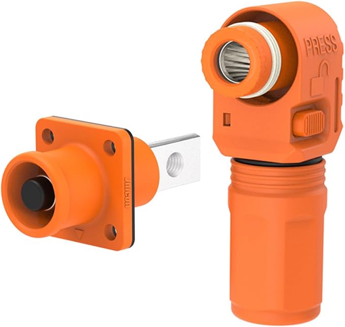 1 Set Battery Energy Storage Connector, 60A 10mm² High Current Connectors Quick Plug Terminal Orange Right Angle Plug and Socket IP67 Waterproof Power Adapter (60A, Orange)