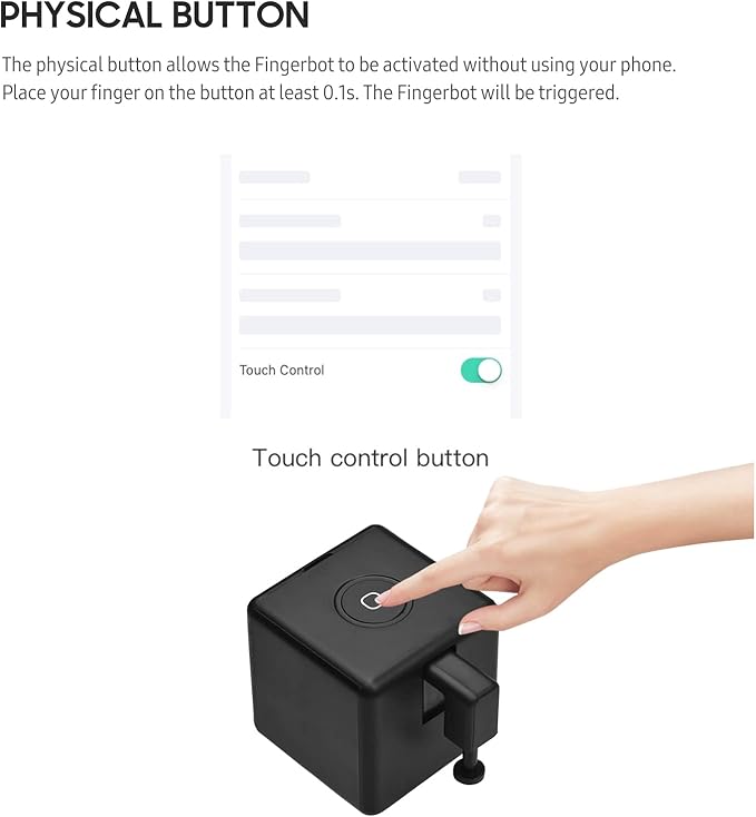 Mini BT Fingerbot Home Automation Controller with Touch Button APP Control Voice Control Schedule Timer Fingerbot Home Appliances Switch Pusher Smart Controller (BT Gateway Required)