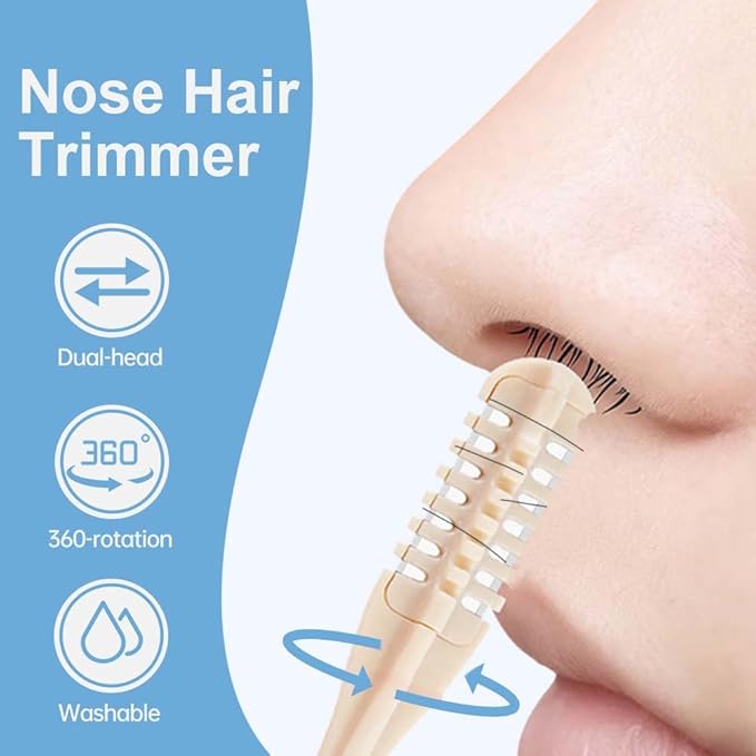 ROWPOZ 2-in-1 Nasal Hair Cutter, Durable Double Sided Trimmer Mini Nose Trimmer, Lightweight Nose Grooming Tool for Travel (A-12Pcs)
