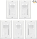 BESTTEN 5 Pack Motion Sensor Light Switch, PIR Vacancy & Occupancy, 800W 1/6 HP, 120/277V, Single Pole, Neutral Wire Required, Wallplate Included, UL Listed, White
