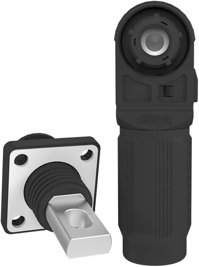 1 Set Battery Energy Storage Connector, Quick Plug Terminal High Current Connectors Copper Plate Wiring Adapter Right Angle Plug and Socket IP67 Waterproof Power Connector 60A 10mm² (60A, Black)