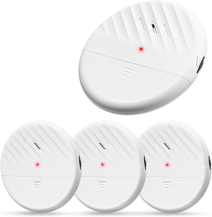 WSDCAM Glass Break Sensor Alarm 125dB Ultra-Slim Wireless Glass Break Detector Window Alarm Vibration Sensor for Home Window and Door Security - 4 Pack
