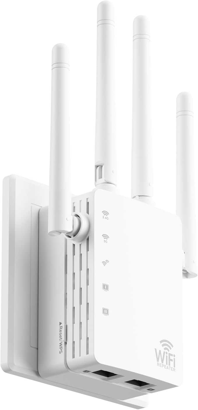 WiFi Extender, WiFi Extender Signal Booster Dual-Band(5.8G&2.4G) AC1200Mbps 10X Faster WiFi 6 Coverage to 13888 sq. ft & 150+ Devices, WiFi Range Extender, WiFi Booster Extender for Home