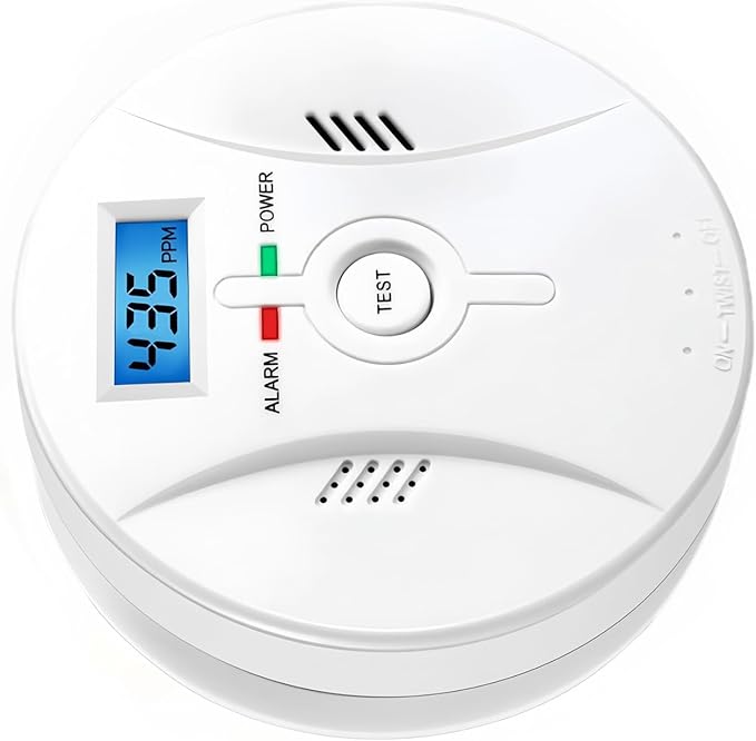 Carbon Monoxide Detector, Carbon Monoxide Alarm (Batteries Not Included), Test Function and LCD Display for Home Use