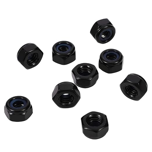 MewuDecor 1/2-13 Nylon Insert Hex Lock Nuts Locknuts, 304 Stainless Steel 18-8, Black Oxide, 25 PCS