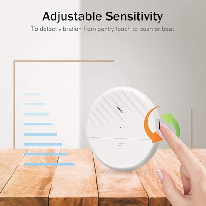 EverNary Window Vibration Alarm,6Pack 125dB Loud Ultra-Slim Anti-Theft Alarm for Door and Window Glass Break Sensor Alert with Adjustable Sensitivity (6, White)