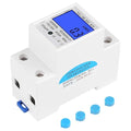 Electric Power Meter, Kilowatt Meter, Digital Energy Meter, Voltage Testers 5-32A 110-130V 60Hz LCD Backlight Single Phase Energy KWh Meter DIN Rail Mounting