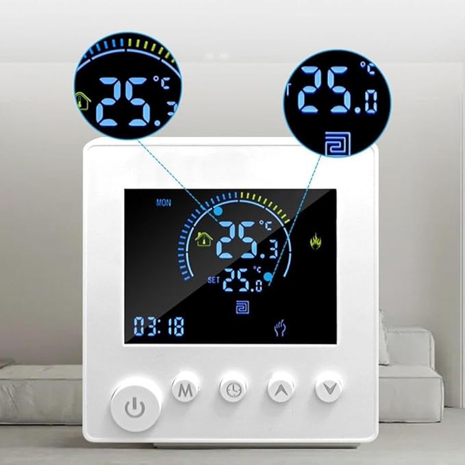 Sumsoctober Smart WiFi Floor Heating Thermostat for Tuya Programmable Energy Saving Controller with Child Lock and Weather Updates(16A)