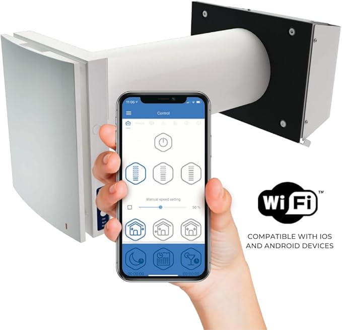 VENTS-US TwinFresh Expert RW1-85-2 V.2 Ductless Through the Wall Ventilation Fan with WiFi & Remote Control, MERV 13 Air Filtration - Great for Home Renovations, New Builds, or Tiny Homes