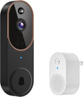 GridTera 1080p Wireless Video Doorbell Camera, AI Human Detection, Live View, Night Vision, Cloud Storage, 2.4G WiFi, Battery Powered, Indoor Outdoor Surveillance (Comes with Doorbell Receiver)