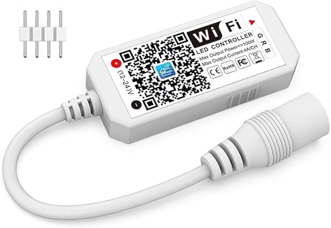 iNextStation Smart RGB WiFi LED Controller 4-Pin Output Compatible with Alexa/Google Home Assistant/IFTTT Android/iOS for SMD 3535 5050 2835 Color Changing LED Strip Lights