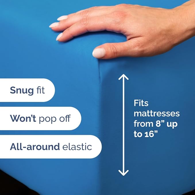 Full XL Bed Sheet Set - 4 Piece Extra Long Extended Full XL Sheets - Soft, Breathable & Cooling - Fits 8” to 16" Mattress w/ Deep Pockets - 54" x 80" - Easy-Fit, Wrinkle & Fade Resistant - Royal Blue