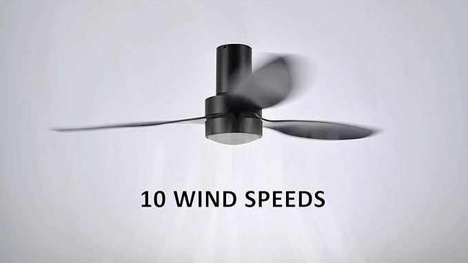 SMAAIR Ceiling Fan with Light and Remote Control 52 Inch, Flush Mount Ceiling Fans with Lights, Reversible, Noiseless DC Motors, Dimmable, Indoor Ceiling Fan for Bedroom, Living Room, Black