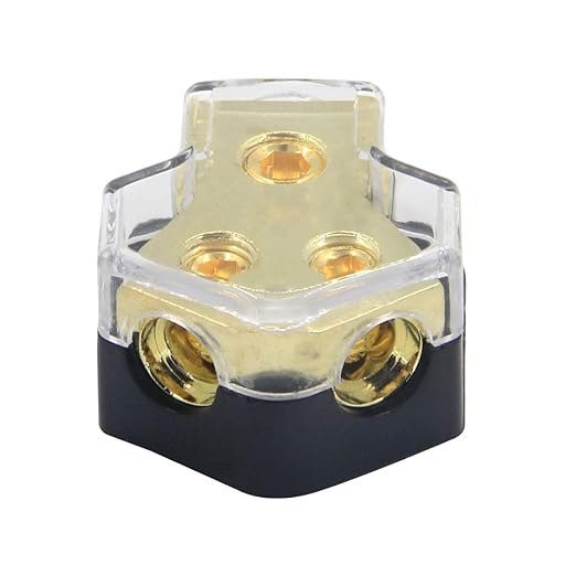RKURCK 2 Way Power Distribution Block, 0/2/4 AWG Gauge in, 4/8/10 Gauge Out, Car Audio Stereo Amp Distribution Connecting Block for Audio Splitter (2Way)