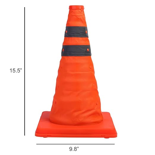 Sunnyglade 4 Pack 15.5 inch Collapsible Traffic Cones Multi Purpose Pop up Reflective Safety Cone
