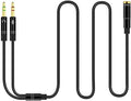 CANFON Headphone Splitter for Computer 3.5mm Female to 2 Dual 3.5mm Male Headphone Mic Audio Y Splitter Cable Smartphone Headset to PC Adapter(100CM, Black)