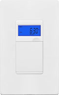 TG 7 Days Digital in-Wall Programmable Timer Switch for Lights, Fans, and Motors, Single Pole, Neutral Wire Required, 18 ON/Off Timer Settings, with Blue Backlight, White