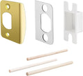 MOSECYOU Standard Strike Plates with Repair Kits, Door Latch Restorer Striker with Sub-Plates and Wood Dowels, Fix Aged Strike Opening (Gold, 1 Pack)
