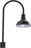 Steel Lighting Co. Hawthorne Light | Outdoor Pole Top Mounted | 8" Dome | Upslope Gooseneck with Slip Fitter for 2-3/8" Standard Poles | Made in America | Matte Black Exterior/White Interior