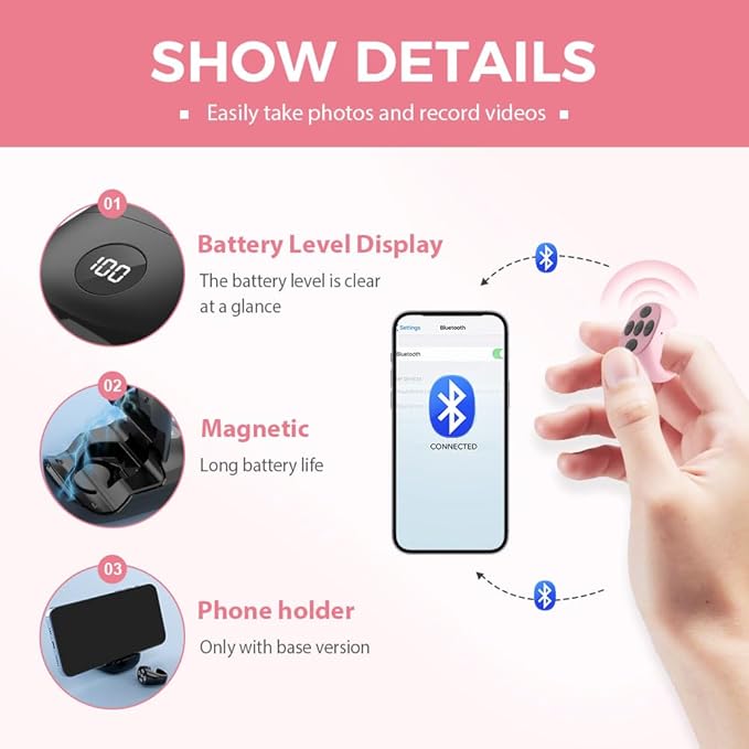 Fingertip Wireless Bluetooth Remote Control, 2026 New Bluetooth Ring Scroller Video Scrolling Ring Remote Control Page Turner (White)