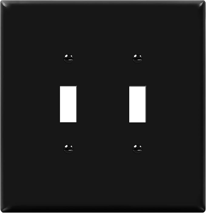 ENERLITES Double Toggle Switch Cover, Two Gang Light Switch Wall Plate, Gloss Finish, Oversized 2-Gang 5.5" x 5.5", Unbreakable Polycarbonate Thermoplastic, UL Listed, 8812O-BK, Black