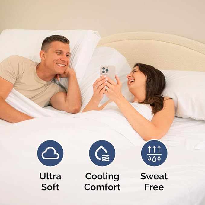 Split Head King Sheets Set – Top Split King Sheets for Adjustable Beds, Easy-Fit Split Head King Mattress - Flex Split Top King Sheets, Easy-Fit, Breathable, Deep Pocket Split King Sheets Set - White