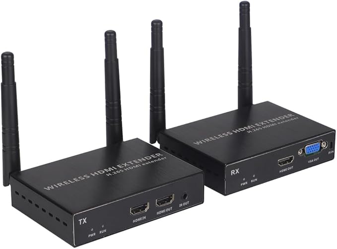 EXVIST 100M 1080P VGA Wireless HDMI Transmitter Receiver Kits W/HDMI & VGA Loop-Out, Up to 328 Feet, IR Support, Suitable for Transmitting from Laptop, PC, YouTube, PS4 to HDTV or Projector