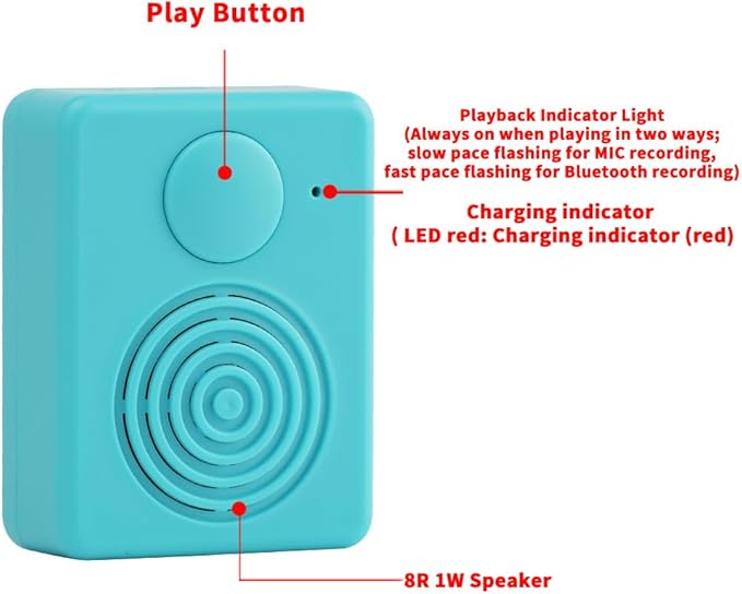 Sound Module with Speaker,16MB Voice Recorder Box, Support Bluetooth & MIC Recording Audio Box,16 Min Easy Sound Voice Box for Personalized Greetings, DIY Projects, Holiday Crafts ect-Blue.