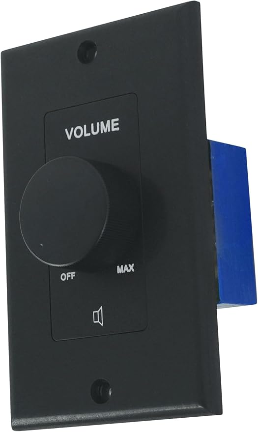 Rockville VOL70200 Black 200W 70V Volume Control Zone Controller, Single Gang, 12-Step Attenuation, Detachable Euro-Block, for Multi-Zone Audio Systems