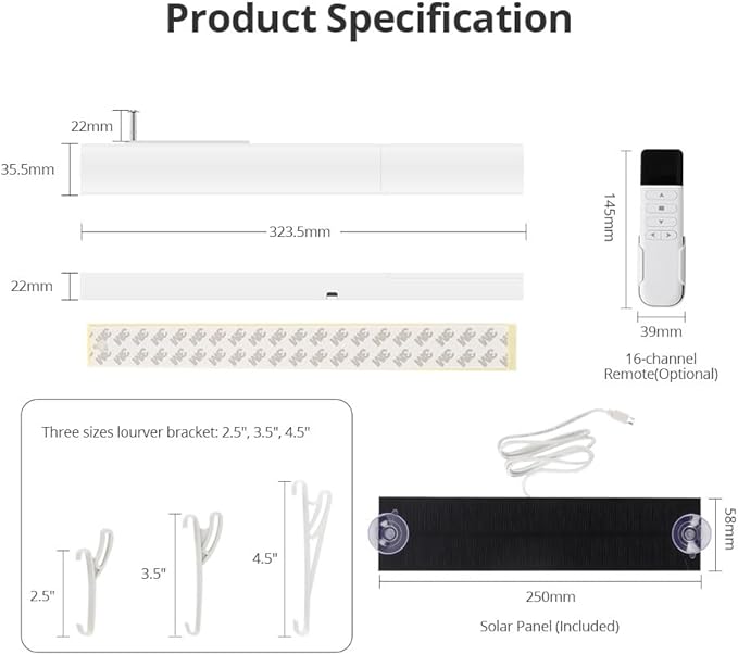 Zigbee Plantation Shutters Motor for Motorized Plantation Shutters and Automatic Curtain Opener, Requires Tuya Zigbee Hub (Motor with 16-Channel Remote)