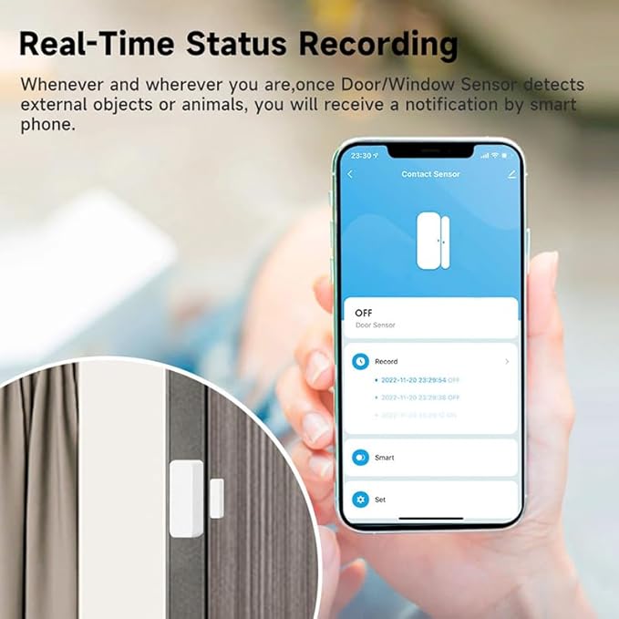 IHSENO WiFi Door Window Sensor,Smart Door Open/Closed Detector with App Alert,Wireless Entry Detector Sensor Alarm for Home Security&Automation (4Pack)