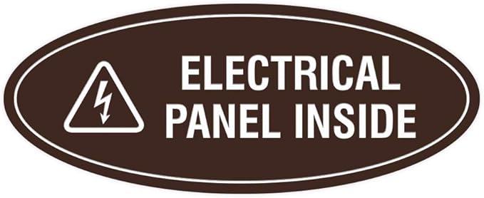 Signs ByLITA Oval Electrical Panel Inside Sign (Dark Brown) - Medium 2 Pack