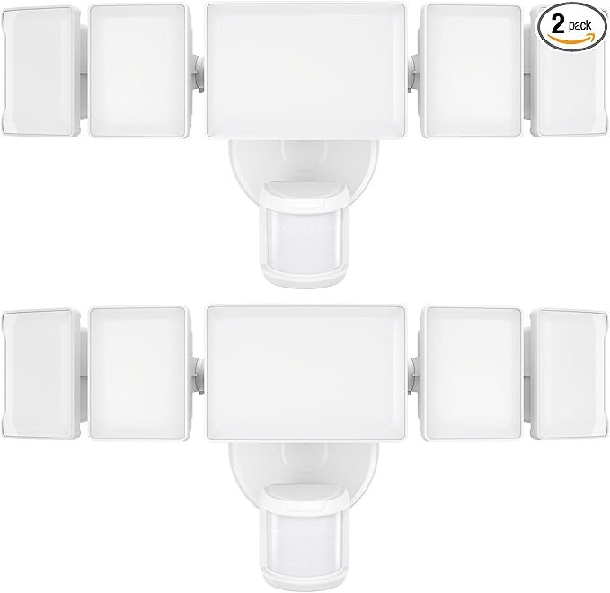 Olafus 130W Motion Sensor Outdoor Lights, 13000LM 2 Pack Motion Sensor Flood Light, Dusk to Dawn Outdoor Lighting, IP65 Waterproof Motion Detector Lights for Outside, White
