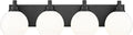 METWET Bathroom Light Fixtures, 4 Light Matte Black Vanity Light, 26 Inch Modern Wall Sconces with Globe Milk White Glass Shade, Vanity Lighting Fixtures Over Mirror, VL195-MB-ML-4