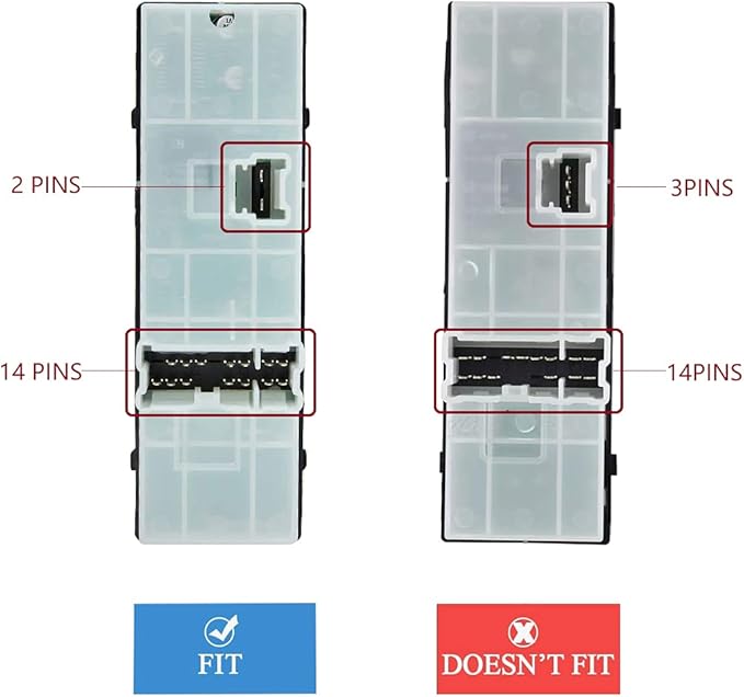ZAPOSTS 2+14 Metal Pins.Master Power Window Switch Fit for a Small Portion of Nissan Altima Some car Models.OEM 25401ZN50C 25401ZN50B 25401ZN50A.2 AUTO Button