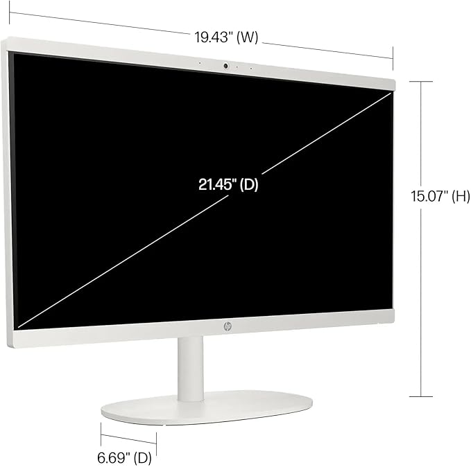 HP 21.5" FHD All-in-One Desktop Computer, Dual-Core Intel Celeron, Windows 11 Pro, Snow White (Renewed) (Snow White, 8GB RAM | 512GB SSD)