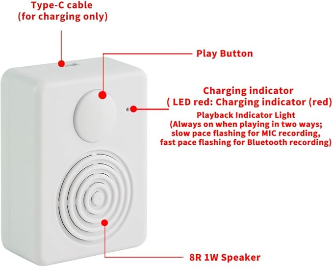 Voice Recorder Box, Support Bluetooth & MIC Recording Audio Box,16MB Sound Module with Speaker,16 Min Easy Sound Voice Box for Personalized Greetings, DIY Projects, Holiday Crafts ect.