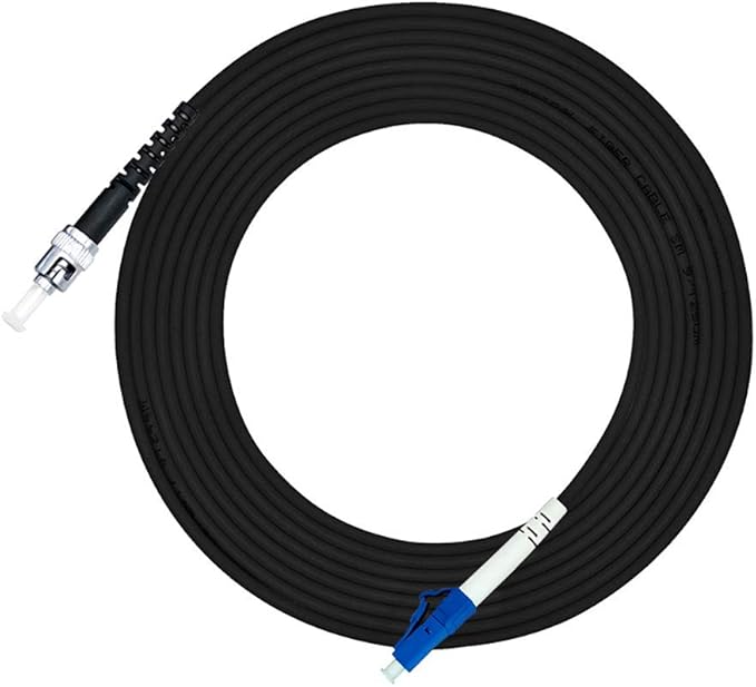 Jeirdus 50M LC to ST Outdoor Armored Simplex 9/125 SM Fiber Optic Cable Jumper Optical Patch Cord Singlemode 50Meters 160ft LC-ST